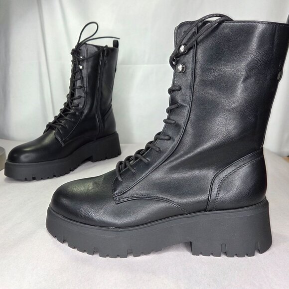 NWOT Madden Girl Women's Maisey Combat Boots, Black Paris - Picture 2 of 8
